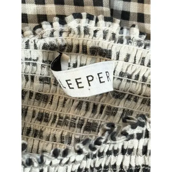 Sleeper NWT Gingham Linen Atlanta Midi Dress Medium - Picture 5 of 9